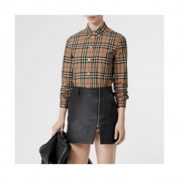[버버리]Burberry 2020 Womens Classic Casual Cotton Check Tshirts - 버버리 2020 여성 클래식 캐쥬얼 코튼 체크 셔츠 Bur02205x.Size(s 
