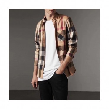 [버버리]Burberry 2020 Mens Classic Casual Cotton Check Tshirts - 버버리 2020 남성 클래식 캐쥬얼 코튼 체크 셔츠 Bur02204x.Size(m 