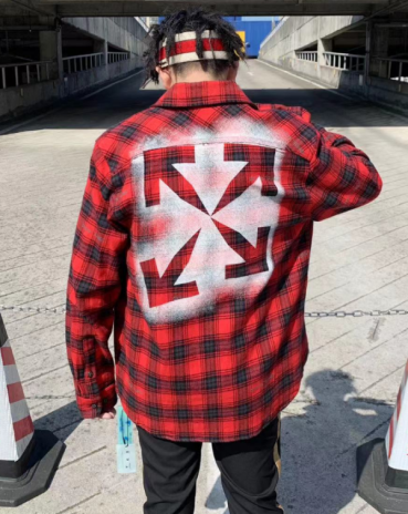 [오프화이트]Off white 2022 Mens Basic Logo Wool Shirts - 오프화이트 2022 남성 베이직 로고 오버사이즈 울 체크 셔츠 Off0356x.Size(s 