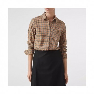 [버버리]Burberry 2020 Womens Classic Casual Cotton Check Tshirts - 버버리 2020 여성 클래식 캐쥬얼 코튼 체크 셔츠 Bur02069x.Size(s 