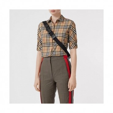 [버버리]Burberry 2020 Womens Classic Casual Cotton Check Tshirts - 버버리 2020 여성 클래식 캐쥬얼 코튼 체크 셔츠 Bur01981x.Size(m 