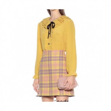 Miumiu Womens Trendy Ribbon Silk Tshirts - 미우미우 여성 실크 리본 셔츠 