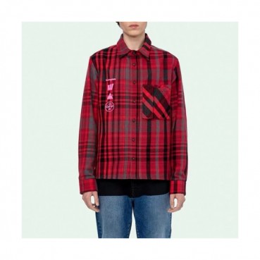 Off white 2019 Mens Basic Logo Wool Shirt - 오프화이트 2019 남성 베이직 로고 오버사이즈 울 체크 셔츠 Off0259x.Size(xs 
