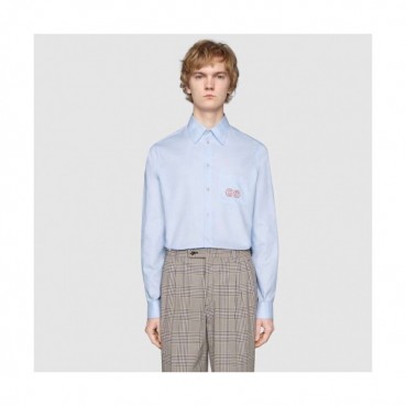 Gucci 2019 Mens Neck Logo Slim Fit Cotton shirt - 구찌 2019 남성 넥로고 슬림핏 코튼 셔츠 Guc01718x.Size(l 