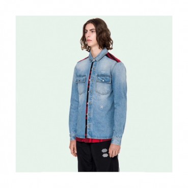 Off white 2019 Mens Basic Logo Denim Shirt - 오프화이트 2019 남성 베이직 로고 오버사이즈 데님 셔츠 Off0181x.Size(xs 