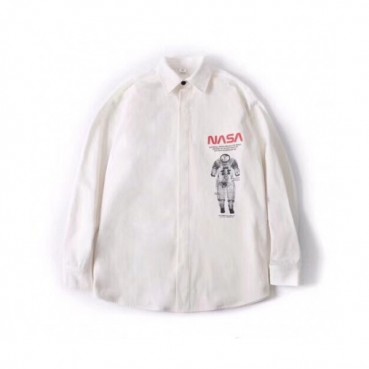 Off white x Nasa 2019 Mens Basic Logo Cotton Check Shirt - 오프화이트 x 나사 남성 베이직 로고 코튼 체크셔츠 Off0123x.Size(m 