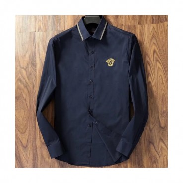 Versace  2019 Mens Embroidery Medusa Logo Cotton Shirt - 베르사체 2019 남성 자수 메두사 로고 코튼 셔츠 VERST0020,Size(m 