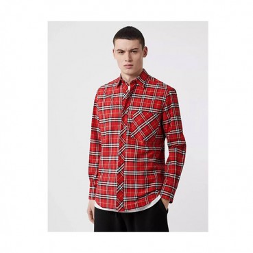 Burberry 2019 Mens Logo Slim Fit Cotton Tshirt - 버버리 남성 로고 슬림핏 코튼 셔츠 Bursh0103.Size(S