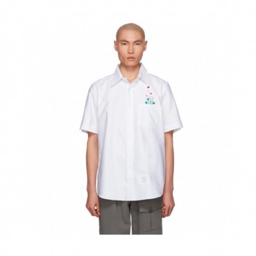 [매장판특가]Thom Browne 2019 Mens Embroidery Flower Slim Fit Cotton Short Sleeved Tshirt - 톰브라운 남성 플라워 자수 슬림핏 코튼 반팔셔츠 Tho0056x.Size(s