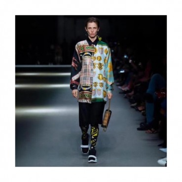 Burberry 2019 Mm/Wm Half-pattern Silk Shirt 