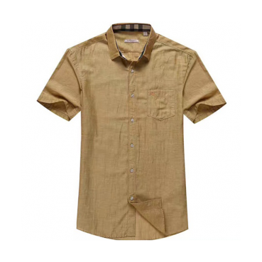 [버버리] 체크 디테일 리넨 베이지 남성용 반팔 셔츠 bb0025f - Burberry Check Detail Linen shirt