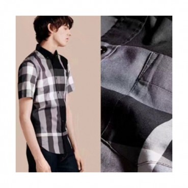 [버버리] 버튼 다운 칼라 쇼트 슬리브 체크 코튼 40226951 남성용 셔츠 bb0006f - Burberry Button