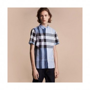 [버버리] 버튼 다운 칼라 쇼트 슬리브 체크 코튼 40560931남성용 셔츠 bb0005f - Burberry Button