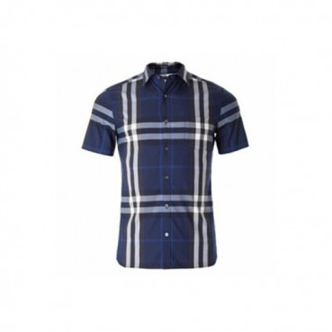 [버버리] 쇼트 슬리브 체크 스트레치 코튼 40039361 남성용 셔츠 bb0002f - Burberry Short