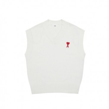 아미 남/녀 화이트 베스트 - Ami Unisex White Vest 