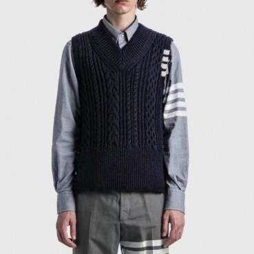 톰브라운 남성 브이넥 베스트 - Thom Browne Mens Navy Vest 