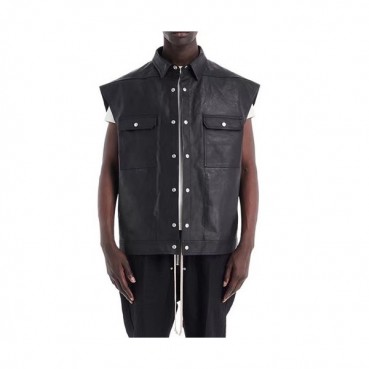 릭오웬스 남성 가죽 블랙 베스트 - Mens Black Vest 