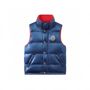 Moncler  Unisex Patch Logo Modern Duck Down Padding Vest Blue - 몽클레어  남/녀 패치 로고 모던 덕다운 패딩 베스트 Moc02449x Size(1 