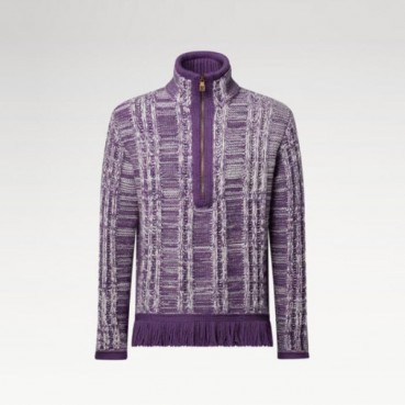 루이비통 남성 스트라이프드 자카드 하프 지퍼 스웨터 - Louis vuitton Mens Striped Jacquard Half