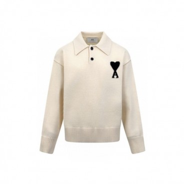 아미 남/녀 폴로 니트 - Ami Unisex Polo Knitwear 