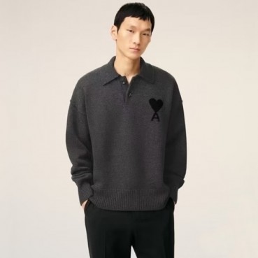 아미 남/녀 폴로 니트 - Ami Unisex Polo Knitwear 