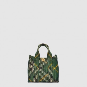 버버리 여성 미니 체크 니트 토트 - Burberry Womens Mini Check Knit Tote 