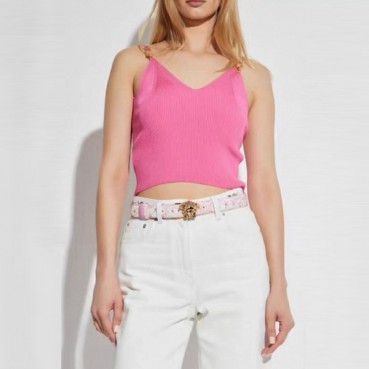 베르사체 여성 Safety Pin 니트 크롭 탑 - Versace Womens Safety Pin Knit Crop Tops 