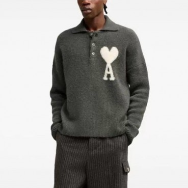 아미 남/녀 폴로 니트 - Ami Unisex Polo Knitwear 