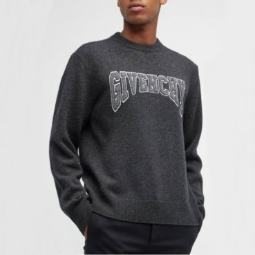 지방시 남/녀 차콜 컬리지 스웨터 - Givenchy Unisex Gray Knits 