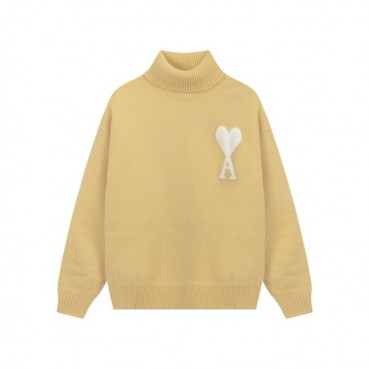 아미 남/녀 카멜 터틀넥 니트 - Ami Unisex Camel Knits 