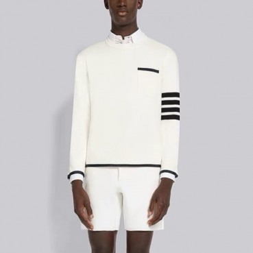 톰브라운 남성 화이트 니트 - Thom Browne Mens White Knits 