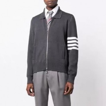 톰브라운 남성 그레이 집업 니트 - Thom Browne Mens Gray Knits 