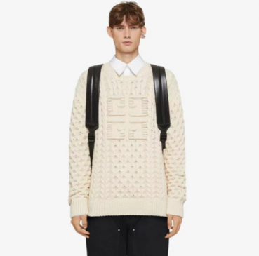 지방시 남성 화이트 크루넥 스웨터 - Givenchy Mens White Sweters