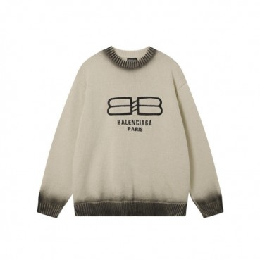 발렌시아가 남성 크루넥 니트 - Balenciaga Mens Ivory Knits 