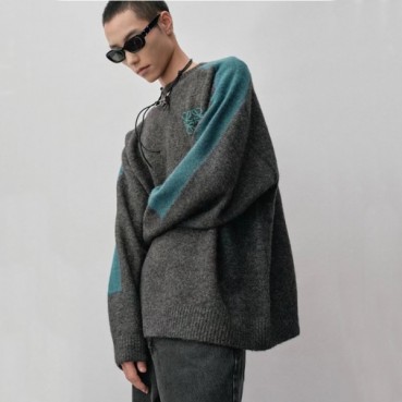 로에베 남성 그레이 크루넥 스웨터 - Loewe Mens Gray Sweaters 