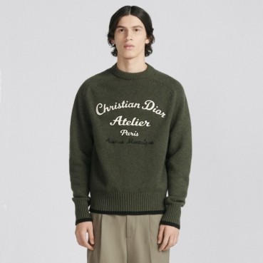 디올 남성 카키 크루넥 니트 - Dior Mens Khaki Knitwear 