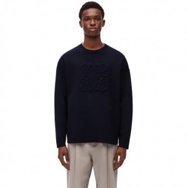 로에베 남성 네이비 크루넥 스웨터 - Loewe Mens Navy Sweaters 