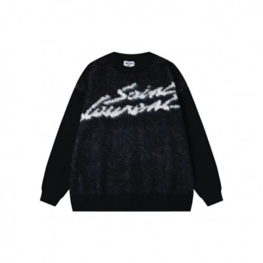 입생로랑 남성 블랙 크루넥 스웨터 - Saint laurent Mens Black Sweaters 