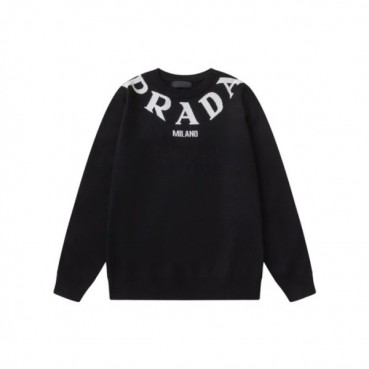 프라다 남성 크루넥 블랙 니트 - Prada Mens Black Knits 