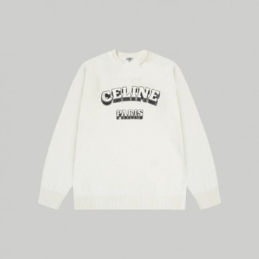 셀린느 남성 크루넥 화이트 니트 - Celine Mens White Knits 