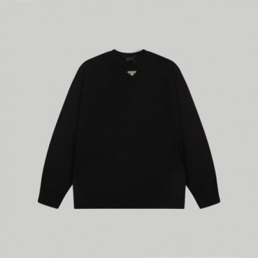 프라다 남성 크루넥 블랙 니트 - Prada Mens Black Knits 