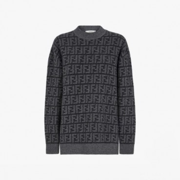 펜디 남성 블랙 크루넥 스웨터 - Fendi Mens Black Sweaters 
