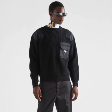 프라다 남성 크루넥 블랙 스웨터 - Prada Mens Black Sweaters 