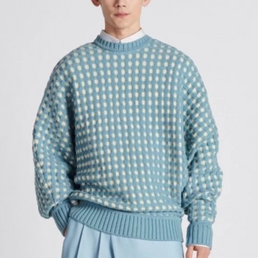 디올 남성 블루 크루넥 니트 - Dior Mens Blue Knitwear 