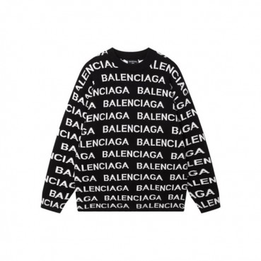 발렌시아가 남성 블랙 크루넥 니트 - Balenciaga Mens Black Knits 