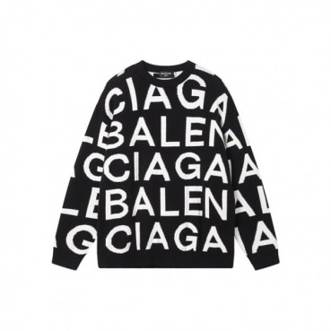 발렌시아가 남성 블랙 크루넥 니트 - Balenciaga Mens Black Knits 