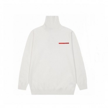 프라다 남성 터틀넥 화이트 스웨터 - Prada Mens White Sweaters 