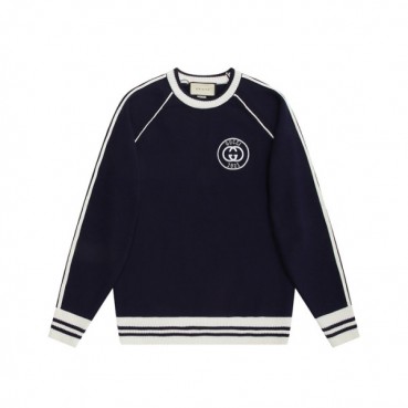 구찌 남성 네이비 크루넥 스웨터 - Gucci Mens Navy Sweaters 