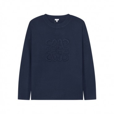 로에베 남성 네이비 크루넥 스웨터 - Loewe Mens Navy Sweaters 