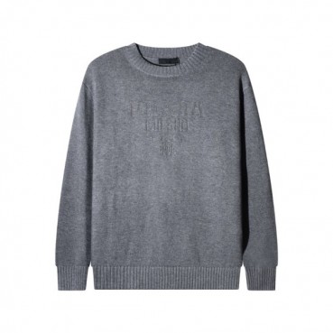 프라다 남성 크루넥 그레이 스웨터 - Prada Mens Gray Sweaters 